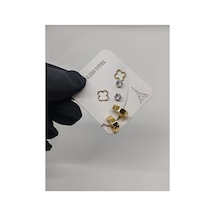 6lı 3 Çift Artı İşaretli Gold Çelik Küpe
