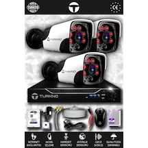 Turkno 3 Kameralı Pania 3 Dış Kamera Set 250 GB HDD Full HD Gece Görüşlü Güvenlik Kamerası Sistemi