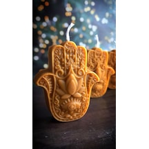 Mum 1 Adet Bereket Eli Hamse Doğal Petek Bal Mumu Mum Beeswax Candle Açık Mavi