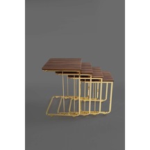 Tekerlekli Veys Sehpa Gold 4 Lü Zigon Sehpa - Orta Sehpa - Yan Se (550705007)