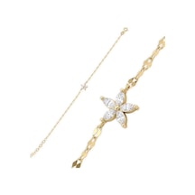 Fleur Marquise Altın Bileklik Açık Sarı