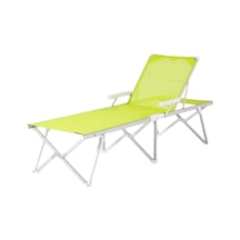 Foldzen Katlanabilir Şezlong 5 Kademe Ayarlı, Uv Korumalı Kumaş, Hafif Ve Taşınabilir, 120 Kg Taşıma Kapasiteli, Alüminyum Gövdeli Plaj-bahçe-havuz Şezlongu Neon Yeşil/lacivert Neon Yeşil Açık Bej