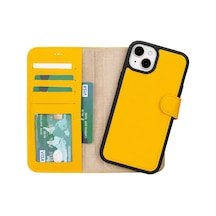 Plm Apple İphone 15 Plus Uyumlu Deri Cüzdanlı Kılıf Mwwn Fl12 Sarı Acı Kahverengi