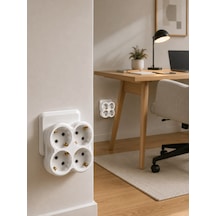 2 Li Set Kablosuz 4 Lü Priz Çoklayıcı Direkt Duvar E Takılan Adaptör