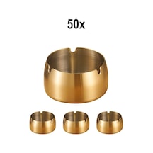 50 Adet Çelik Gold 8cm Kafe Restaurant Lokanta Yuvarlak Kül Tablası Küllük Mt173