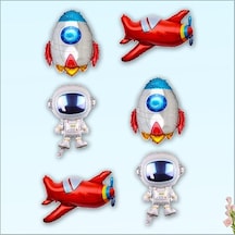 Süsle Bebek Ve Parti Uzay Temalı 35 Cm X 6 Adetli Folyo Balon Seti Genel