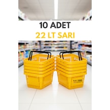 10 Adet / 22 Litre Plastik Market Alışveriş Sepeti Profesyonel Market Mağaza El Sepeti Sarı