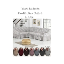 Jakarli Şal Desen L.köşe Koltuk Örtüsü, Koltuk Kılıfı Krem 350cm Krem