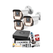 J-tech 5mp Sesli 3 Lü 9090 İp Renkli Gece Görüşlü 500gb Akıllı Güvenlik Kamera Seti Yüz Ve Araç Ta