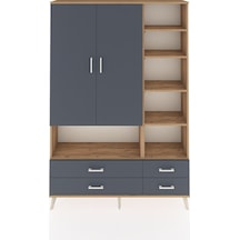 Arges Dolap 10 Raflı 4 Çekmeceli 2 Kapaklı 132x30x195 Çam-antrasit/antrasit Antrasıt/antrasıt