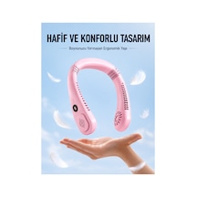 Pembe Boyun Tipi Fan Usb Şarjlı Hafif Tasarım Güçlü Ha Üflemeli Serinletici