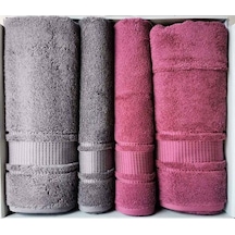 Colourist Best Set Hamam Seti Banyo Havlu Takımı Açık Antrasit- Koyu Pembe Koyu Pembe
