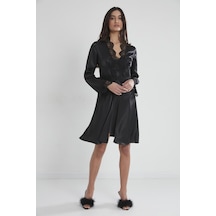 Pierre Cardin 6'lı Midi Gecelik Sabahlık Set 6335 Siyah 001