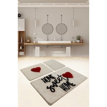 Home Sweet Home Taş 3 Lu Set Yıkanabilir Banyo Halısı Çok Renkli
