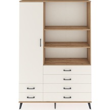 Arges Dolap 7 Raflı 6 Çekmeceli Tek Kapaklı 132x30x195 Çam-a... Çam