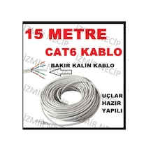 Ncpline Cat6 Kablo 15 Metre Hazır Data Internet Modem Ethernet Kamera