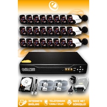 Elitcam 24 Kameralı Panda 24 Dış Kamera Set 2 TB HDD Full HD Gece Görüşlü Güvenlik Kamerası Sistemi