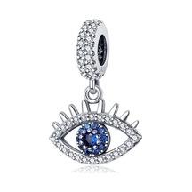 Fubena 925 Ayar Gümüş Işıltılı Taşlı Göz Sallantılı Charm Gümüş