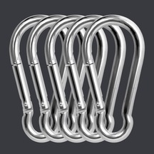 Yaylı Karabina, Metal, 12 Mm, 5 Adet, Çok Amaçlı Bağlantı Aparatı