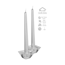 Şamdan Mumu 2 Adet Parlak Metalik Silver Gri Renk Konik Şamdan Mumu