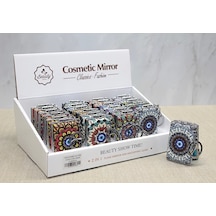 Taşlı El Aynası Anahtarlık Alk3766 Altın