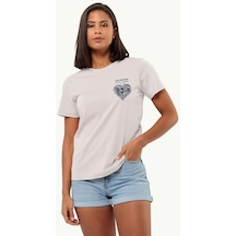Jack Wolfskin 1809701 5629 Discover Heart T W Sea Shell Kadın Tshirt 001