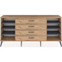 Arges Konsol 6 Raflı 4 Çekmeceli 176x30x83 Çam-antrasit/çam Antrasit/çam