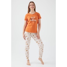 Pierre Cardin Girls Can Do Turuncu Kadın Kısa Kol Pijama Takım Turuncu