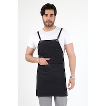 Barista Askılı Önlük Çift Cepli - Füme-12774 Füme