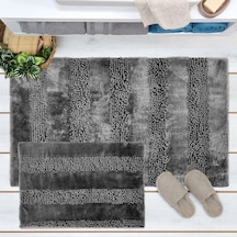 Soft Line 2'li Banyo Paspası - Antrasit - 60x90 Cm + 45x60 Cm Renkli