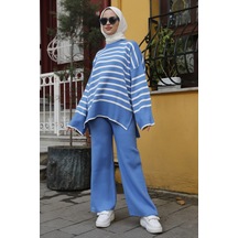 Düz Orta Kadın Mavi Tunik Pantolon - 21125 001