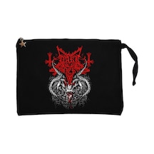 Dark Funeral Demon Head Siyah Clutch Astarlı Cüzdan / El Çantası Siyah