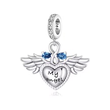 Fubena Taşlı Kanatlı Meleğim Sallantılı Charm Gümüş