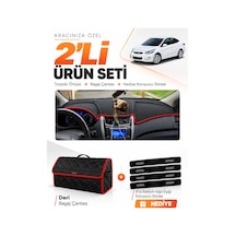 E-biz Hyundai Accent Blue 2011-2017 Uyumlu Torpido Örtüsü + Deri Çanta - Siyah-kırmızı - Hu011
