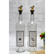 Dibi Çukur Şeffaf Cam Şişe 2'li Altın Akıtıcılı 750 ml Zeytinyağı