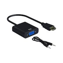 Hdmi to Vga Dönüştürücü 3.5mm Aux Ses Destekli Hdmi Erkek Vga Diş