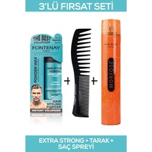 Fontenay Saç Şekillendirici Pudra Toz Wax Matt Effect + Şekil Tarağı + Saç Sprey 3'lü Set 43339431