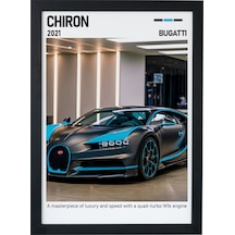 Bugatti Chiron Ahşap Çerçeveli Poster Tablo W16 Hypercar Tasarım