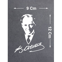Mustafa Kemal Atatürk Silüet - Atatürk Imza Sticker - Araba Oto Motosiklet Karavan Araç Sticker Etiket - 00565 12x9 Cm