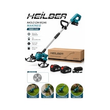 Heilber Ba011532 Akülü Çim Kesme Makinesi 36v Çift Akülü Kömürsüz Motor Misinalı Mini Tırpan Ot Kesme Makine