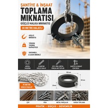 Şantiye Çivi Vida Toplama Mıknatısı 100x60x20 Mm 10 Metre Halatlı Güçlü Halka Mıknatıs
