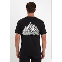 Barlashive Erkek T-shirt Nihilist Penguen Baskılı Bisiklet Yaka Kısa Kol Yazlık Tişört - Siyah Çok Renkli