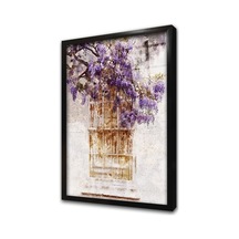 Pencere Ve Mor Çiçekler Çerçeveli Cam Tablo-173537