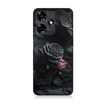 İnfinix Hot 30 Uyumlu Siyah Ve Pembe Gül Desenli Silikon Kılıf
