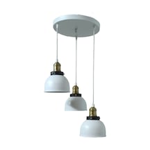 Rys Retro Metal Beyaz 3 Lü Eskitme Duylu Dekoratif Rustik Sarkıt Avize Çap:30 Cm