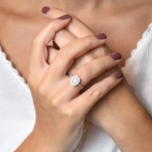 Beyaz Altın Baget Yüzük Çift Sıra 455209013