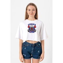 He Man Etheria Gym 1985 Beyaz Kadın Crop Tshirt Beyaz