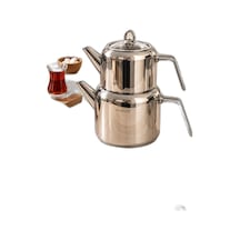 Tr Ela Aile Boy Çelik Çaydanlık Metal Kulplu Cam Kapaklı Çaydanlık Takımı Diğer