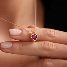 Altın Kalpli Kolye Ruby T12827