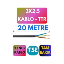 Öznur 3x2,5 Ttr Kablo Metre Seçenekli Siyah - 20 Metre